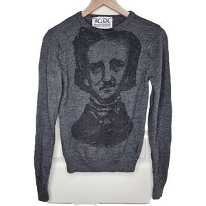 JCDC Edgar Allen Poe Wool Sweater Small Women's Gray Designer English Literature